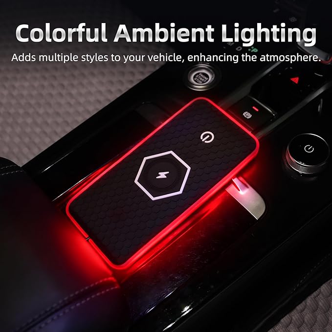 General Wireless Phone Charging Pad with Lighting Silicone Dual Charging Ports Quick Charger Station 15W Adapter for Smartphone Phone (Type-C Without Cigarette Lighter Adapter)