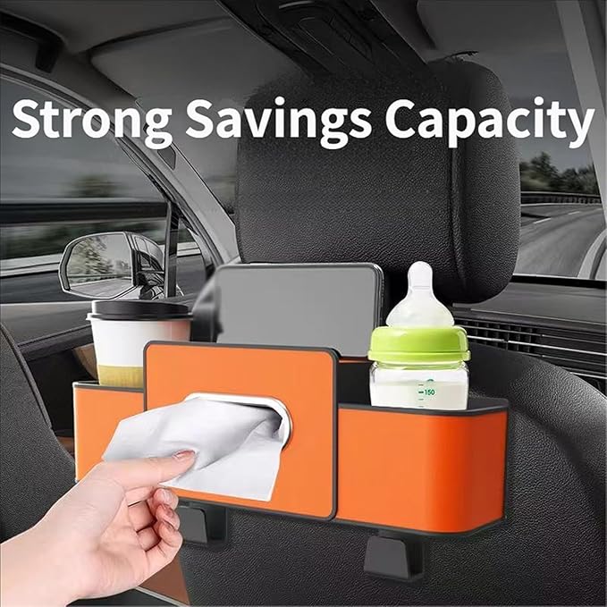 Car Organizers and Storage Box Behind Seat, Car Organizers and Storage Back Seat, With Multiple Pockets, Hanging Car Seat Storage Travel Essentials, Snacks, Bottles (Brown * 2)