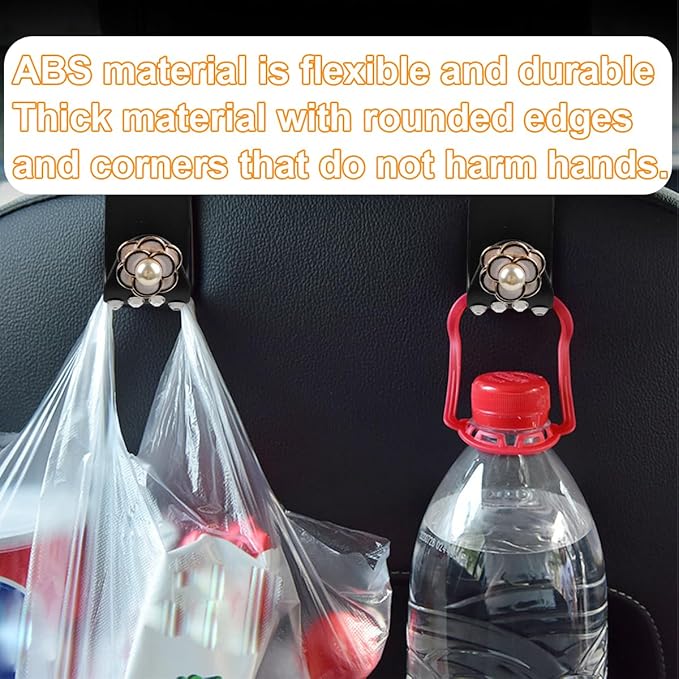 Bling Car Seat Headrest Hook, 2PCS Crystal Rhinestone Vehicle Purse Bags Holder, Diamond Automotive Interior Backseat Storage Hanger Accessories, Universal for SUV, Sedan, Truck (White)