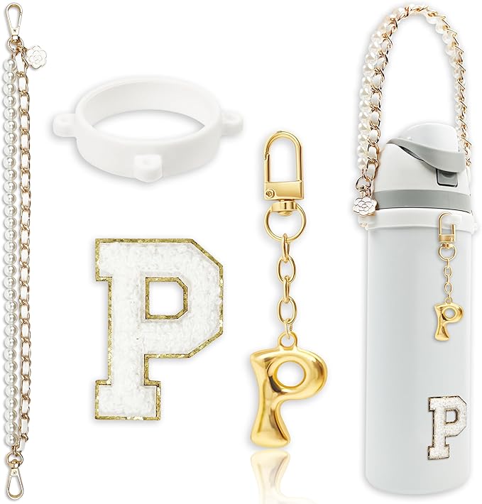 Letter Handle Strap Accessories with Cute Initial Charm Compatible with Owala Water Bottle 24oz 32oz 40oz Owala Kids