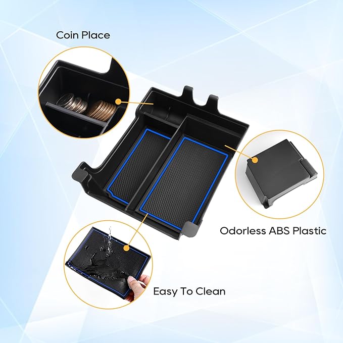 LFOTPP Edge Console Organizer for Ford Edge Console Tray [SE/SEL/ST-Line/Titanium/ST] ABS Storage Tray, EZ to Install, Keep Tidy & Organized, Blue