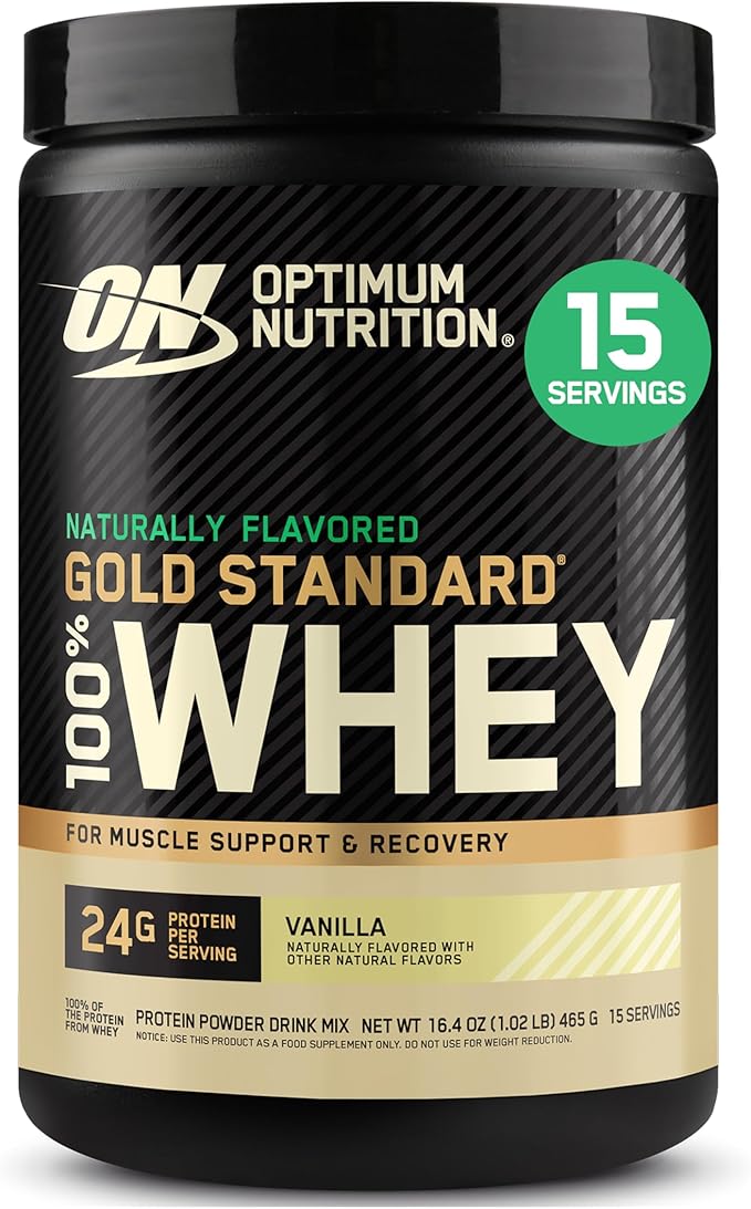 Optimum Nutrition Gold Standard 100% Whey Protein Powder, Naturally Flavored Vanilla, 15 Servings (Packaging May Vary)