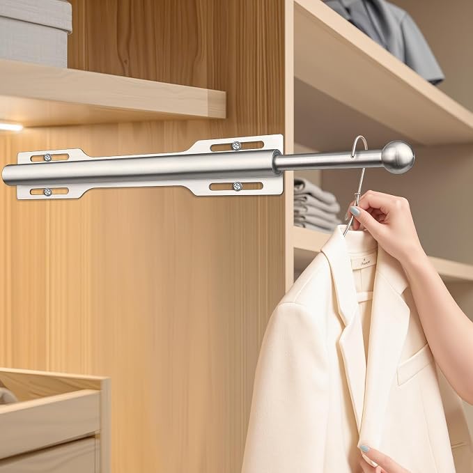 12" Valet Rod for Closet Pull Out (2 Pack, Brushed Nickel)
