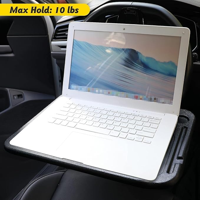 Oshotto Car Steering Wheel Desk | Food Table for Car | Laptop/Notepad| Seat Gap Storage Box for All Cars Black