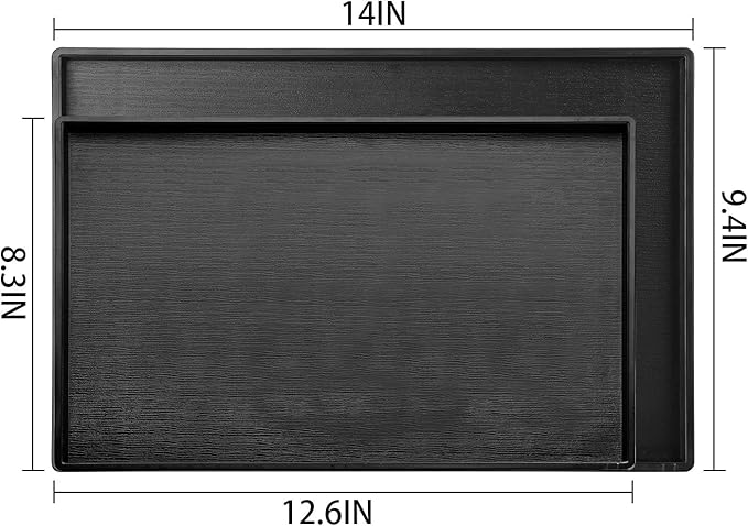 Cedilis 2 Pack Black Rectangular Serving Trays, Non-Slip Plastic Coffee Table Tray, Modern Ottoman Trays for Table Centerpiece, Home Decor, Bathroom, Kitchen Counter