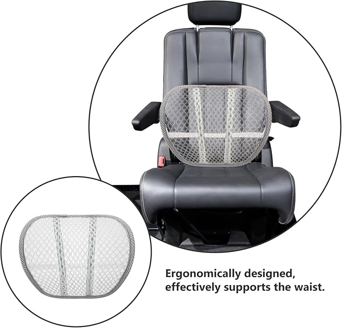 Healifty Car Seat Lumbar Support Pad Breathable Ergonomic Back Cushion for Driving and Office Use Lower Back Comfort 15.74X14.56X0.78 Inches