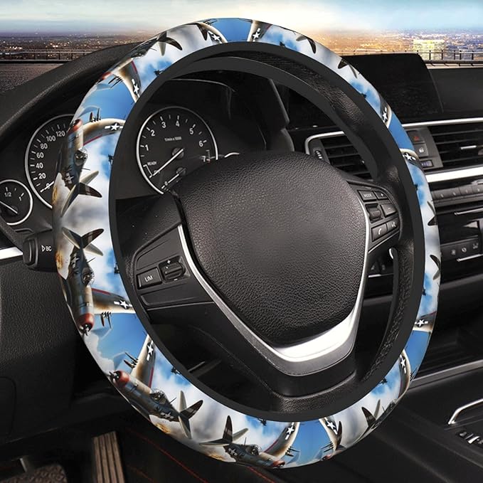 Neoprene Steering Wheel Cover Vintage Fighters Car Steering Wheel Cover Universal Fit for Most Cars