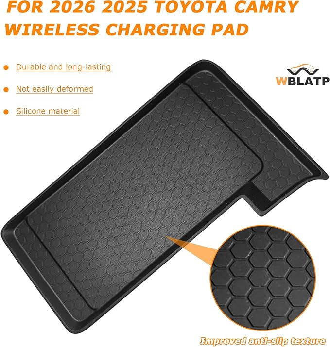 Center Console Wireless Charging Non Slip Mat For 2026 2025 Toyota Camry Accessories Anti-Slip Wireless Charger Protective Pad Phone Charge Area Charging Protection Heat Insulating Silicone Material