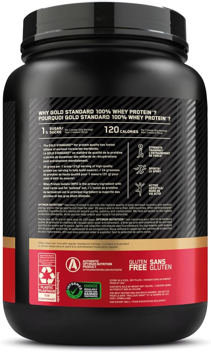 Optimum Nutrition Gold Standard 100% Whey Protein Powder, Double Rich Chocolate 1.98 Pound (Packaging May Vary)