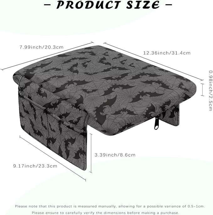 Tupalatus Spider Web Car Armrest Cover Bats Car Interior Protection Accessories Center Console Cushion Pad with Pockets Easy to Install Compatible with Most Cars,SUV,Truck,Van