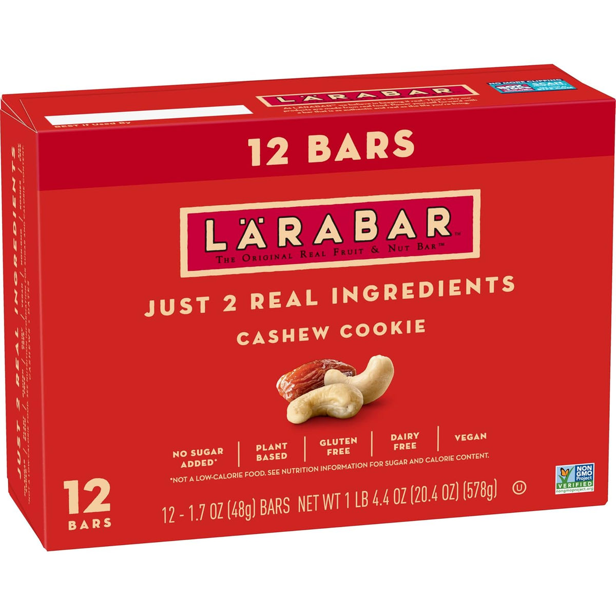 Larabar Cashew Cookie, Fruit and Nut Bars, Gluten Free and Vegan, 30.6 oz, 18 Ct