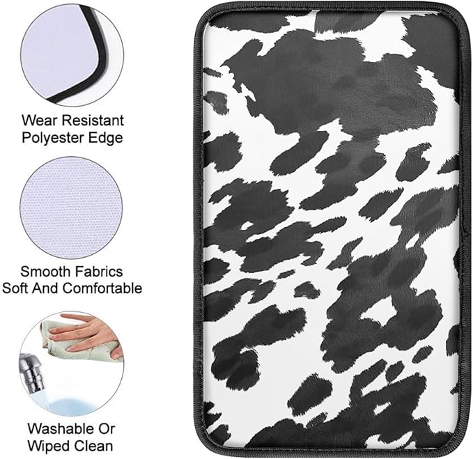 Cow Print Armrest Cover for Car,Soft Car Center Console Cover,Universal Cars Interior Accessories for Women