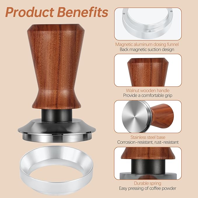58mm Espresso Accessories Kit Spring Loaded Calibrated Espresso Tamper Espresso Tamping Mat Wdt Tool Dosing Funnel Set Coffee Tamper Espresso Machine Accessories for 58 mm Portafilter Barista Tool