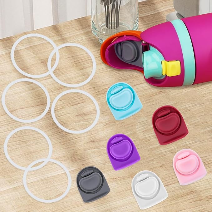 6 Sets Replacement Seal Gasket Stoppers for Owala Freesip 16oz 32oz Cap Mouth,Silicone O Sealing Ring Parts Water Bottle Top Lid Accessories for Owala Freesip 16/19/24/32/40oz（6 colors 2