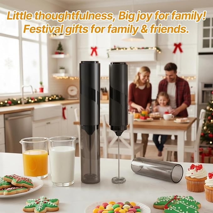 Handheld Milk Frother,Milk Frother Handheld with Cover, Battery-Operated Electric Foam Maker Frother Wand,Drink Mixer for Coffee, Latte, Matcha, Protein Shakes, Hot Chocolate