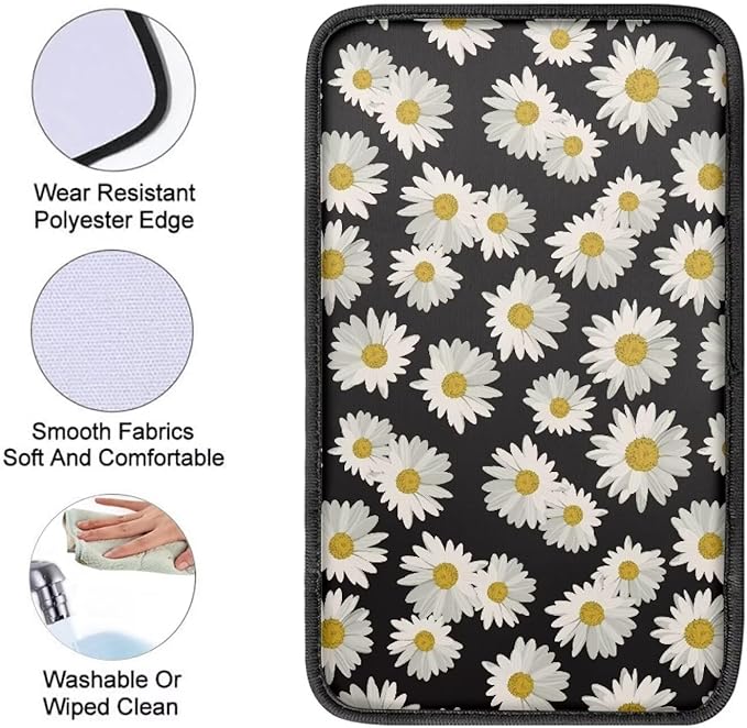 Mintutlipy Daisy Car Center Console Cover Cute Decor Accessories Sweat Proof Dust Proof Car Armrest Protector Car Seat Box Cover