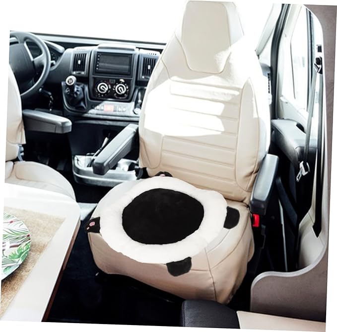 Cute Panda Car Seat Cushion Lumbar Support for Elderly Truck Drivers Comfortable Plush Seat Pad for Gamers