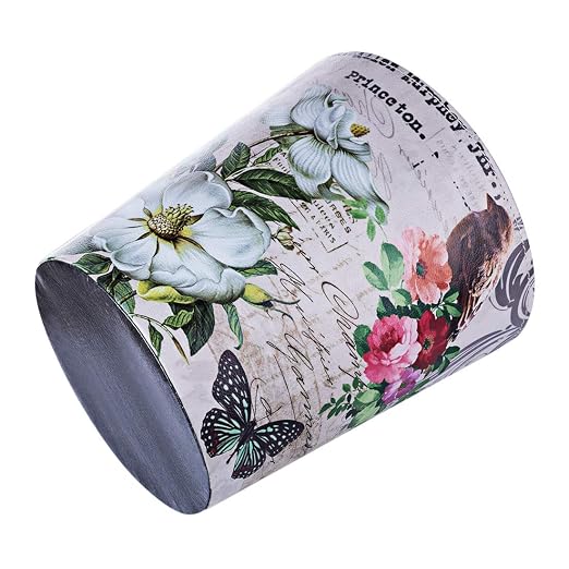 10L/2.64 Gallon Trash Can, Decorative Waste Basket, PU Leather Waste Paper Basket, Waterproof Garbage Can for Bathroom, Bedroom, Office, Kitchen and Living Room - Brown Bird