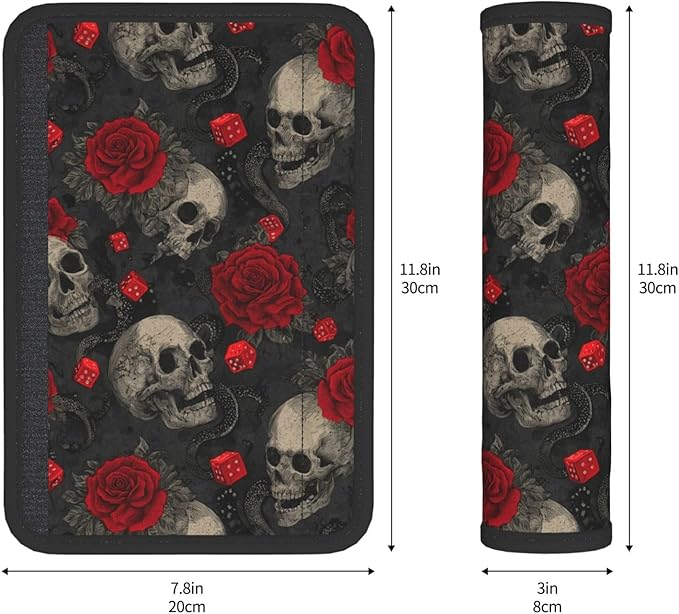 Halloween Skull Steering Wheel Cover Elastic Non-Slip Car Steering Wheel Covers with Seat Belt Shoulder Pad for Women Men