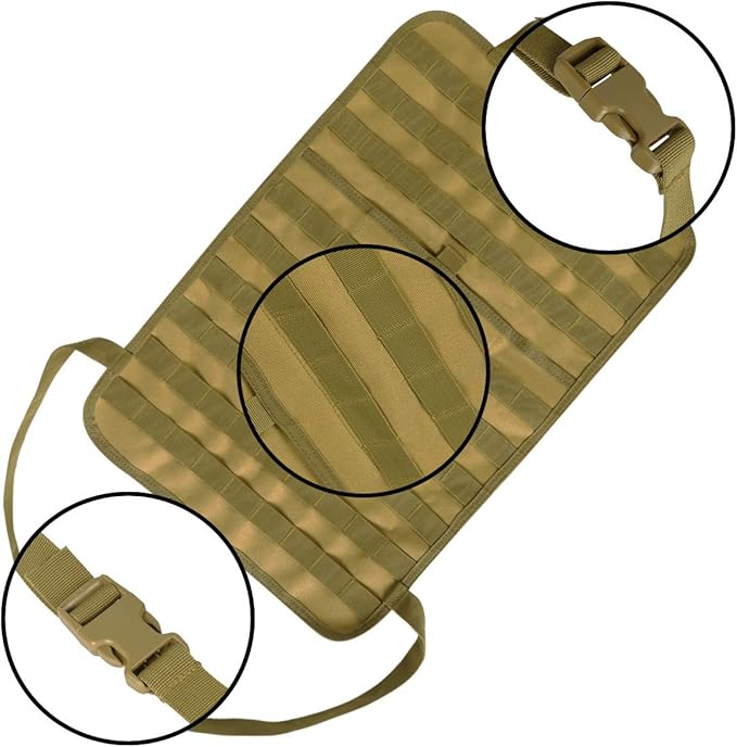 IronSeals 2 Pack Car Seat Back Organizer, Tactical Molle Panel Sag Proof Vehicle Seat Cover Protector Nylon Car Seat Back Hanger Bag Pad