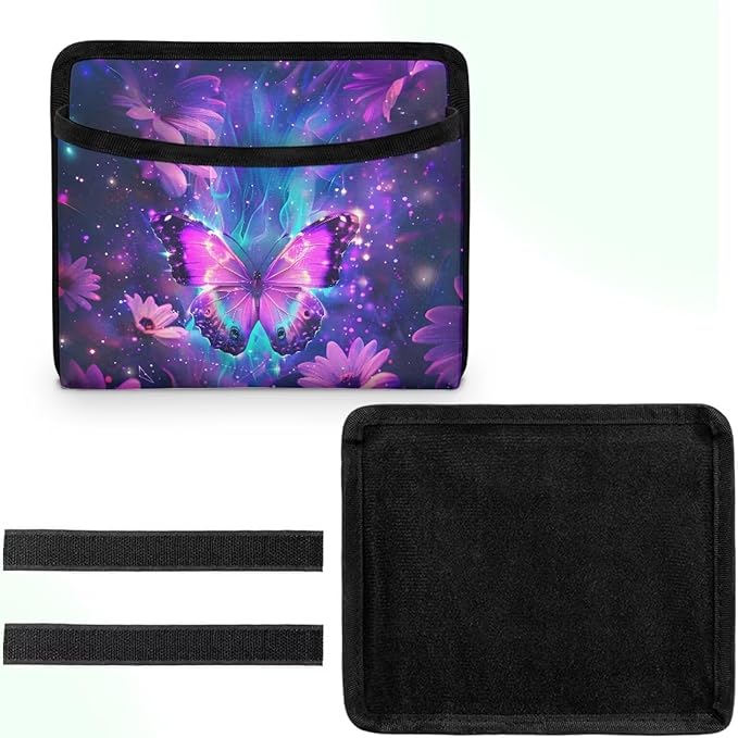 Purple Butterfly Car Seat Side Pocket Organizer Cell Phone Holder Storage Bag Pouch for Wallet Keys Document Auto Console Door Rear Seat Storage Box Automotive Interior Accessories