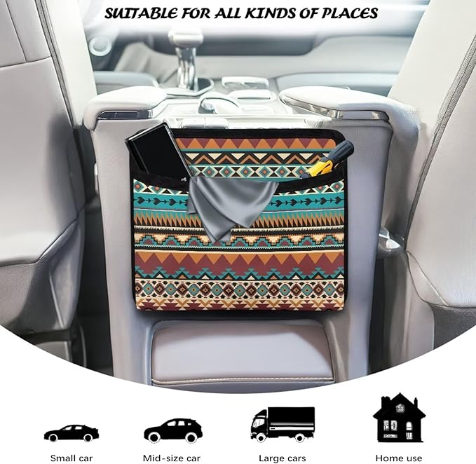 Renewold Southwestern Aztec Car Side Pocket Organizer Pen Cell Phone Sunglasses Holder Tray Pouch for Car Door Window Console Seat Storage Bag for Document Notepad Gadgets Pen 6.85 * 2.32 * 6.26 inch