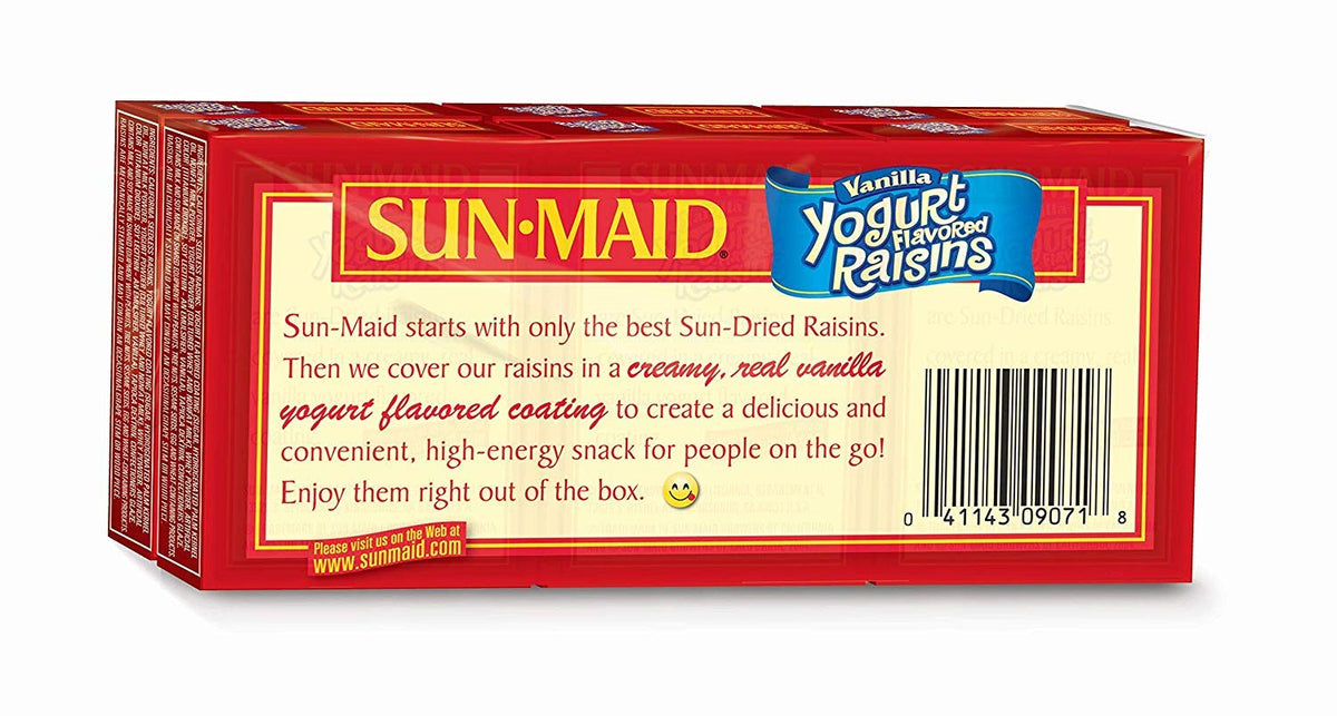 Sun-Maid Vanilla Yogurt Coated Raisins - (6 Pack) 1 oz Snack-Size Box - Yogurt Covered Dried Fruit for Lunches and Back To School Snacks