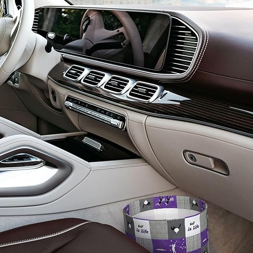 Golf Purple Patchwork Car Trash Can Garbage Cans Foldable,Cute Hanging Car Organizer and Storage Bag Leak Proof, Auto Back Seat Trash Bin Universal for Truck, SUV, Outdoor Travel
