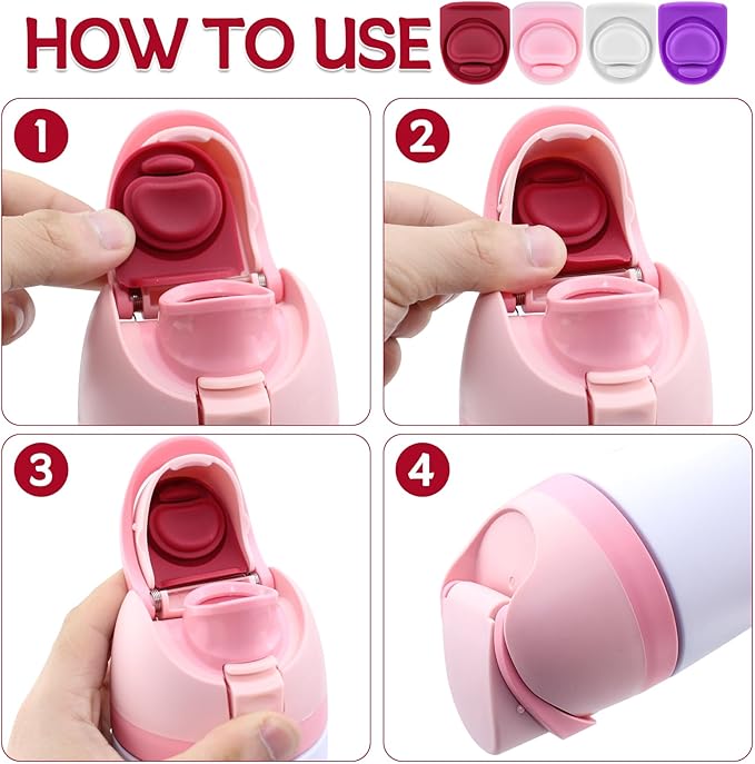 4 Pcs Replacement Stopper Compatible with Owala FreeSip 16oz 32oz,Water Bottle Top Gasket Lid for Owala 16/19/24/32/40oz Seal Mouth Cap Silicone Stopper Parts Insert Accessories(4 Colors 3)