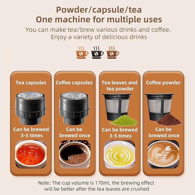 Portable Electric Espresso Coffee Machine One Button Operation with 4 Power Indicator Light Cordless Rechargeable Handheld Coffee Maker for Home Car Travel with Carry Bag (not heating)