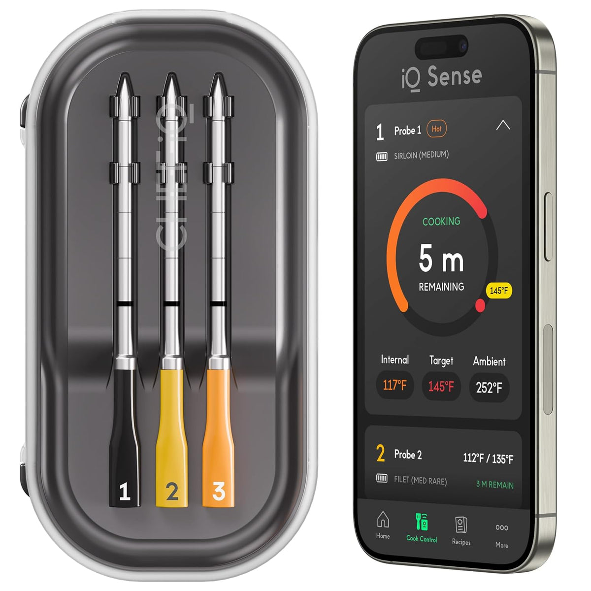 CHEF iQ Sense [2025 Model] | Smart Wireless Meat Thermometer | Ultra-Thin Probe | WiFi Unlimited Range | 1000°F Heat Safe | 5 Sensors | BBQ, Grill, Oven, Smoker, Air Fryer | Gen3