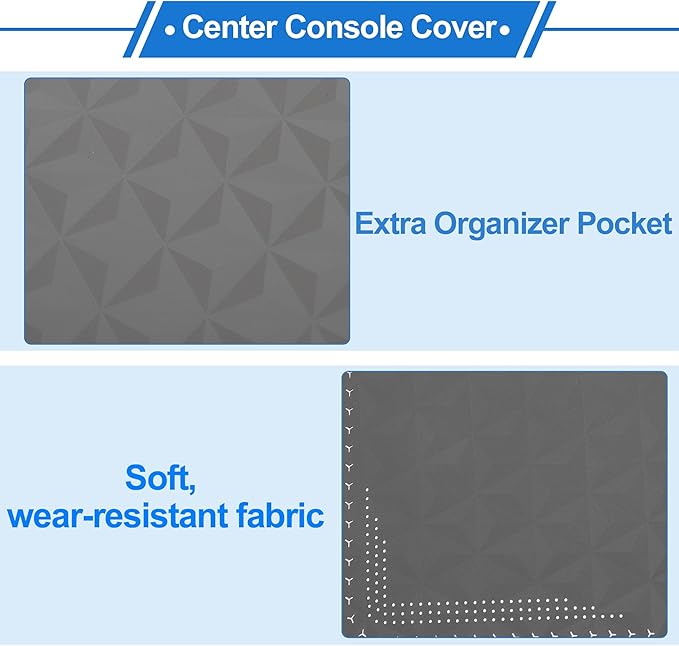 Car Center Console Cushion Pad 12.59"X7.67" Center Console Cover Armrest Seat Box Cover Faux Leather Grey