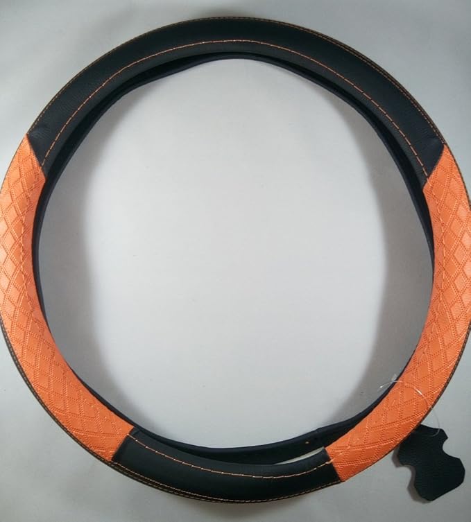 Jdragon Black & Red PU Leather Great Comfort Slip-On Steering Wheel Cover 14.25-15" Diameter