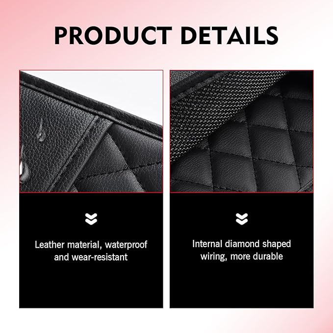 Backseat Car Organizer, 10" x 10" PU Leather Hanging Storage with Side Pockets, Multifunctional Auto Backseat Organizer, Large Capacity Waterproof Garbage Can for Most Cars Vehicles (Black)