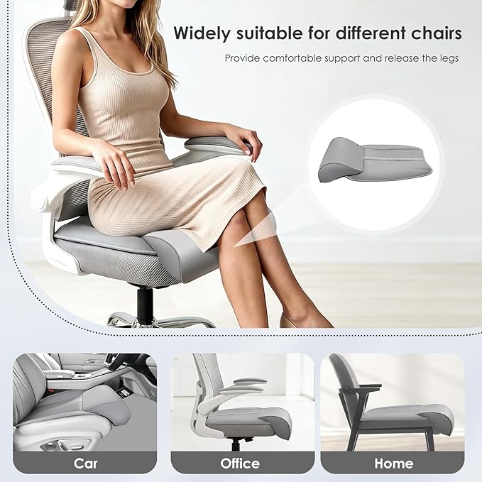 FLORICH Car Seat Extender Leg Support Cushion for Driver Seats Office Chair, Leather Widened seat Cushion for Long Drivers Universal Car Seat Cushion Legs Rest Pads-Grey
