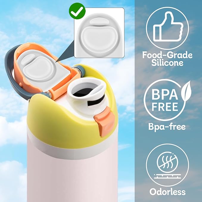 2 Pcs Replacement Rubber Seal Stopper Compatible with Owala FreeSip,Water Bottle Top Gasket Lid for Owala 16/19/24/32/40oz Seal Mouth Cap Silicone Stopper Parts Insert Accessories（White）