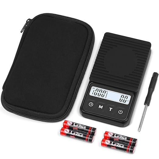 QP Digital Coffee Scale with Timer, Mini Scale, 1kg/0.1g High Accuracy Portable Espresso Scale, IP68 Waterproof Gram Scale for Coffee, 3 Modes Digital Pocket Scale, g/oz/ml, LCD Display, Auto Off