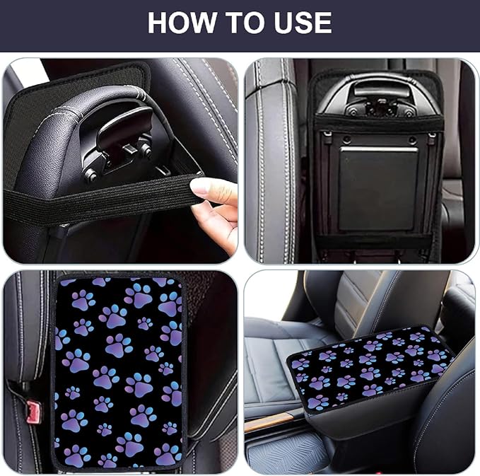CREATCABIN Dog Paws Car Armrest Pad Auto Center Console Cover Waterproof Auto Armrest Cover Soft Center Console Pad Comfortable Car Accessories Interior for SUV Sedan Truck 12.6×7.5in