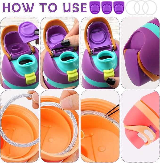 3 Sets Replacement Seal Stopper and O Ring Gasket Compatible with Owala FreeSip 24oz 32oz,Water Bottle Lid Insert Cap Rubber Seal Parts for Owala 16/19/24/32/40oz Mouth Piece Accessories Z3K4