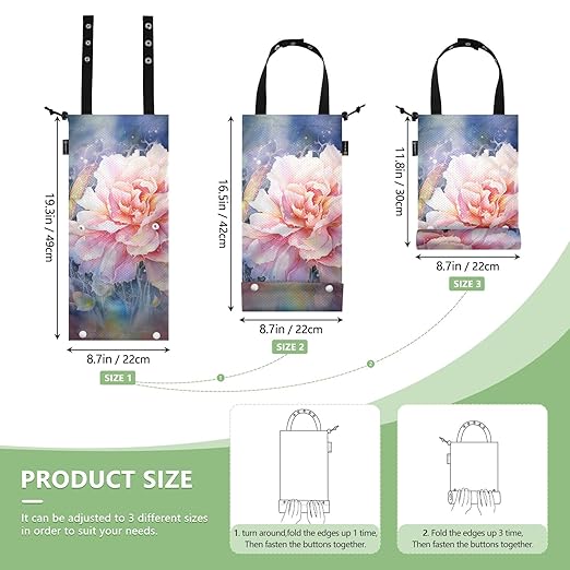 ALAZA Hanging Car Trash Bags Garbage Bag Trash Can for Back Seat Small Peony Pink Washable Storage Bag Retractable 2 Pack