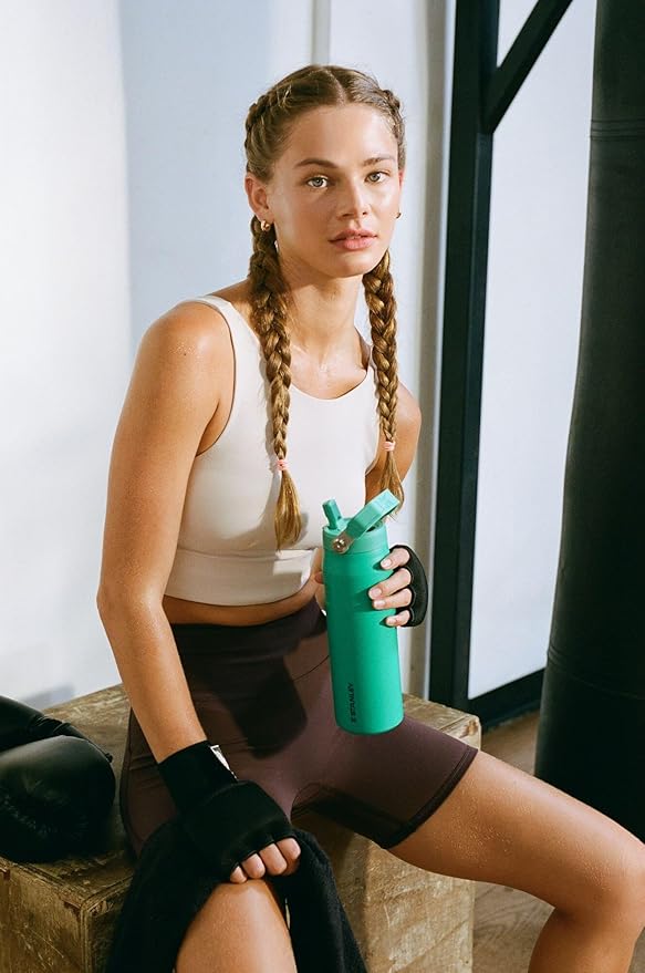 Stanley IceFlow Flip Straw 2.0 Water Bottle 24 OZ | Built-In Straw with Larger Opening | Lightweight & Leak-Resistant | Insulated Stainless Steel | BPA-Free | Blue Sky