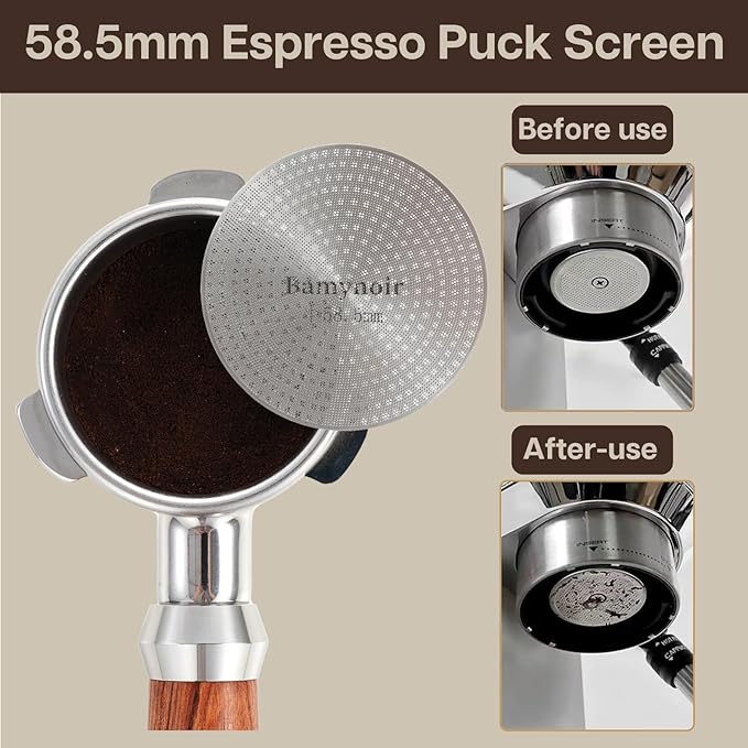 2packs Espresso Puck Screen,58.5mm Puck Screen Compatible With Espresso Portafilter 58.5mm,Mesh Plate For Espresso Coffee Filter Basket,0.65mm Thickness,150μm,Stainless Steel (2 packs 58.5mm)