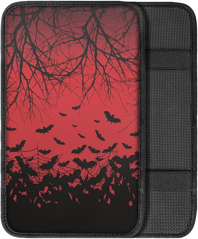 Mintutlipy Halloween Bat Print Automotive Center Console Cover Armrest Car Seat Box Soft Breathable Car Armrest Cushion for Pets Dog