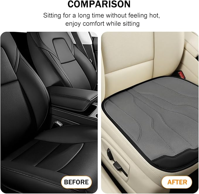Car Seat Cushion Pad, Comfortable Foam Non-Slip Vehicle Front Seat Bottom Protector for Back Pain Relief, Breathable Automotive Chair Covers, Universal for SUV RV Truck (Grey)