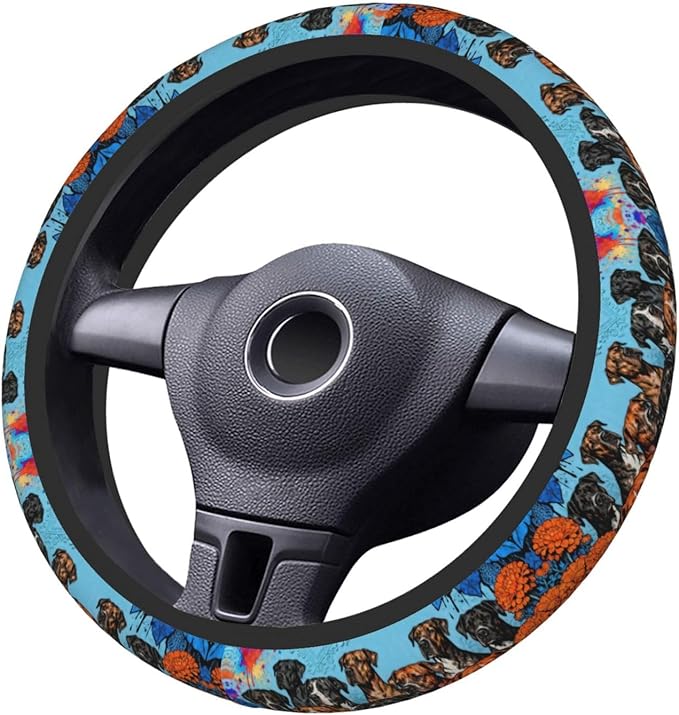 Colorfu -Pit-Bull Neoprene Steering Wheel Covers Women Men Car Accessories, Universal 15 Inch Fit Auto, Suvs, Truck