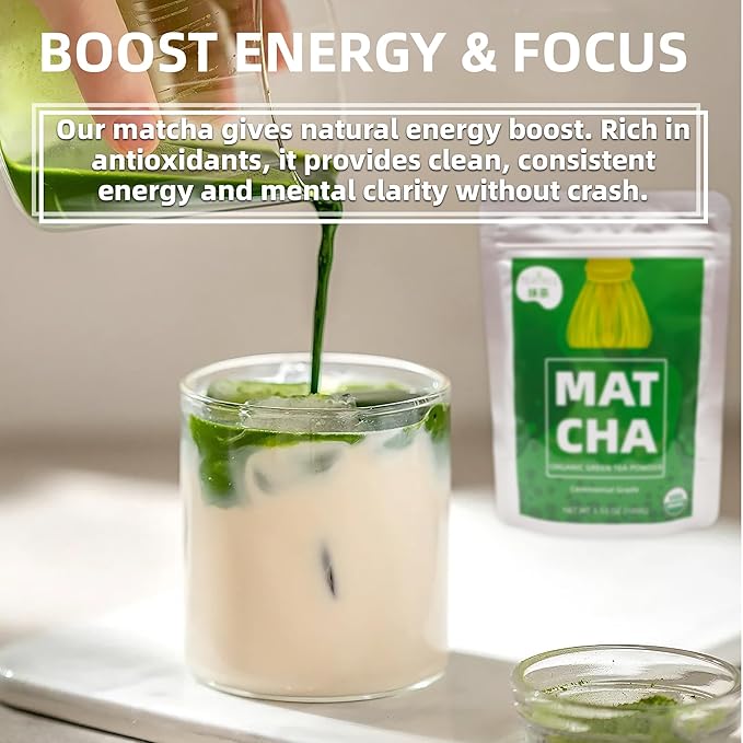 Ceremonial Grade Matcha (100g / 3.53oz), Organic Matcha Green Tea Powder, 100% Natural Pure Matcha for Lattes, Smoothies & Baking