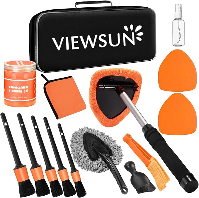Viewsun Windshield Cleaner Tool 28 Pcs Car Interior Cleaning Kit, Car Detailing Kit Interior Cleaner, Car Detailing Brushes, Car Cleaning Gel, Inside Cleaning Supplies Accessories for Women Men