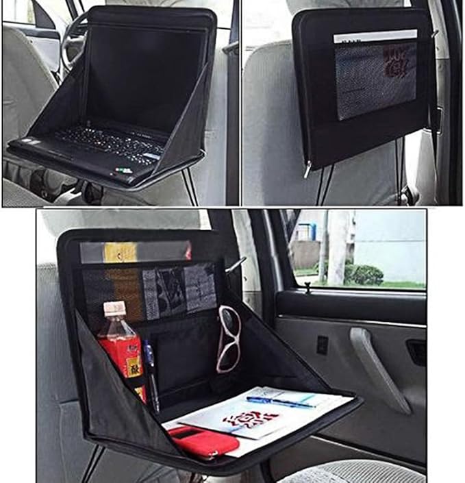 Foldable Travel Car Laptop Holder Tray Bag Mount Back Seat Auto Food Work Table Organizer