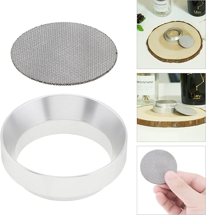 51mm Espresso Dosing Funnel and Puck Screen, Magnetic Espresso Coffee Dosing Ring, Reusable 1.7mm Thickness Espresso Puck Screen 316 Stainless Steel Fits 51mm Portafilter