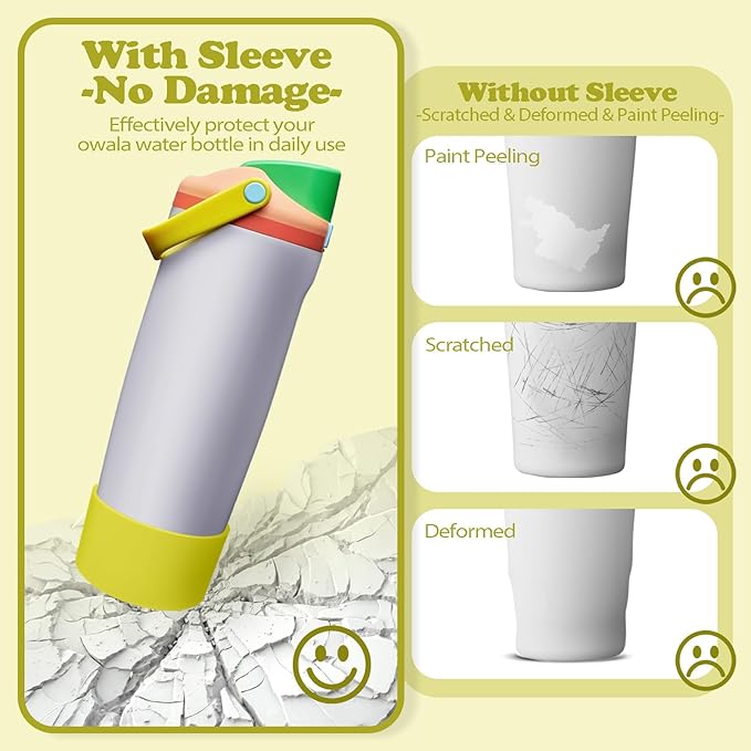 2PCS Silicone Boots for Owala 30oz & 40oz FreeSip Sway Bottles & Tumblers – Non-Slip, Scratch-Resistant, Stability Enhancer for Owala Accessories (Opal Dream Yellow)